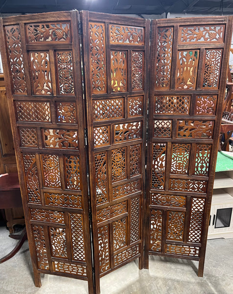 Three Panel Carved Screen