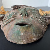 Painted Stone African Tribal Mask with Lizard