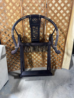 Chinese Horseshoe Back Folding Arm Chair with Cushion