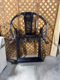 Chinese Horseshoe Back Folding Arm Chair with Cushion