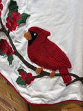 White Velvet Cardinal Christmas Tree Skirt