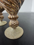 Pair of Blown Glass Metallic Gold Decorative Finials
