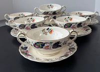 18-Piece Grindley Marlborough England Strathcona Cream Soup Bowls & Saucers Set