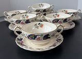 18-Piece Grindley Marlborough England Strathcona Cream Soup Bowls & Saucers Set