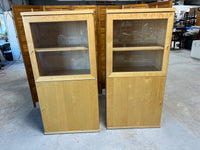 Particle Board Cabinets with Glass Doors (2), cardboard backing