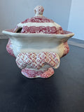 (AA) Mason’s England Vista Pink China Lidded Sauce Boat with Underplate