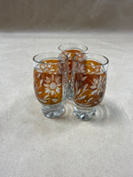 Set Of 3 Amber And Clear Glass Shot Glasses