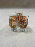 Set Of 3 Amber And Clear Glass Shot Glasses