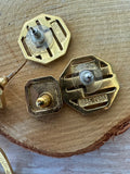Trio of Vintage Gold Tone Earrings with Rhinestones (A)