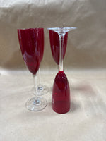 Set Of 4 Ruby Red Champagne Flutes // 2 Sets Available // *** PRICED INDIVIDUALLY ***