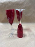 Set Of 4 Ruby Red Champagne Flutes // 2 Sets Available // *** PRICED INDIVIDUALLY ***