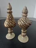 Pair of Blown Glass Metallic Gold Decorative Finials