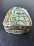 Bohemian Tile Top Silver Tone Trinket Box