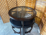 Round Glass Top Table with (4) Stools