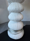 Pair of White Stacked Sea Urchin Table Lamps (WORKS)
