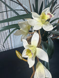 Large Faux Cymbidium Orchid in Resin Pot