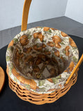 2001 Longaberger Pumpkin Patch Basket with Lid, Fabric & Plastic Liners