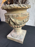 Artificial Calathea in Resin Urn