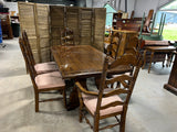 Thomasville Dining Table with 2 Leaves, 6 Chairs, and Table Pads