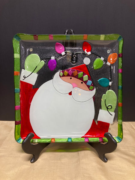 Lori Siebert by Silvestri Hand-Blown Santa Serving Tray