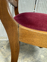 French Style Carved Vintage Side Chair with Velvet Seat