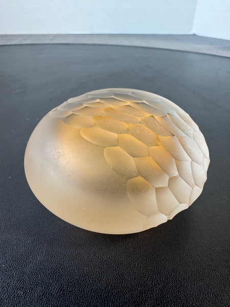 (H) Frosted Champagne Art Glass Paperweight
