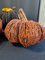 Trio of Painted Grapevine Pumpkins