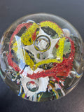 (G) Bubble Floral Garden Art Glass Paperweight on Stand AS IS (READ DESCRIPTION CAREFULLY)