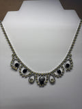 Yellow Rhinestone Necklace with Black & Silver Accents