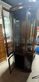 Lighted Corner Curio with Curved Glass and Mirrored Back ***HEAVY ITEM***