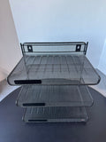 Eldon Expressions Black Mesh 3-Tier Desk Shelf Unit with Wall Mounting Option