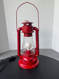 Red Vintage Style Lantern Electric Lamp (WORKS)