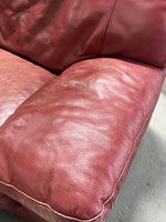 Natuzzi Leather Sofa, deep red tone