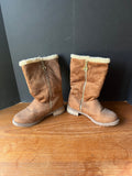 Brown Suede Fur Lined Boots, Ladies Size 7.5 (A)
