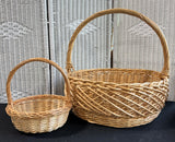 XL Wicker Woven Round Hand Basket with Small Hand Basket