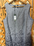 Womans SIZE 14 Talbots Gray Tweed Floral Paisley Print Sleeveless Sheath Dress