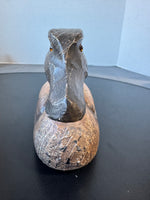 Primitive Carved Rustic Wooden Duck with Glass Eyes