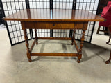 William & Mary Style Tiger Maple Tavern Table by Willis C Meadows, American Harvest, Williamsburg, VA