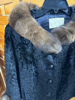 Black Velvet With Fur Trim Womans Jacket NO SIZE