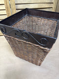 Metal & Rattan Waste Basket