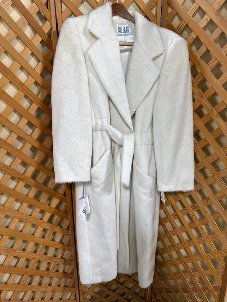 Vintage Bill Blass Long White Alpaca And Wool Coat — SIZE 8