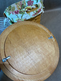 Round Woven Basket With Floral Fabric And Apple