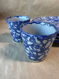 6 Piece Bastine Pottery Blue Spongeware Plates And Cups