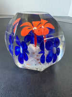 (B) 2-Tone Floral Garden Art Glass Paperweight
