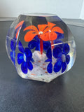 (B) 2-Tone Floral Garden Art Glass Paperweight
