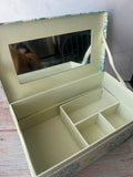 Blue Hydrangeas Small Jewelry Box with Divider & Mirror