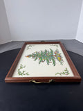 Spode & Pimpernel Christmas Tree Wood Framed Tray with Brass Handles