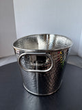 Oval Hammered Metal Ice Bucket