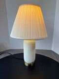 Lightweight Ceramic Ribbed Table Lamp With Gold Base - WORKS