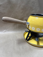 Mid Century Style Yellow Fondue Pot // Missing lid